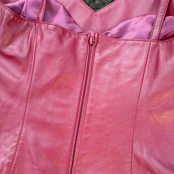 Vtg. 90s Pink Leather Deadstock Bustier Corset Top Size Medium - Picture 6 of 6